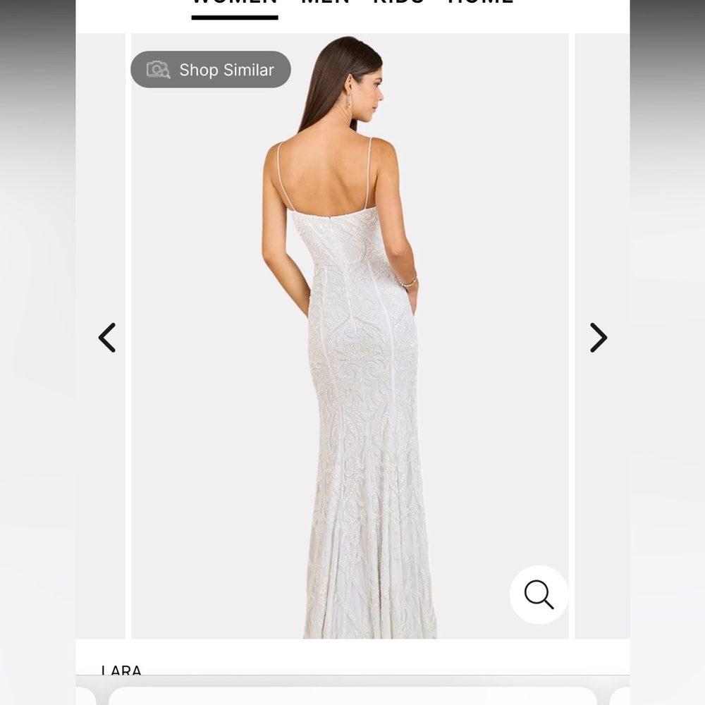 Lord & Taylor White Beaded Spaghetti-Strap Wedding Gown - Picture 2 of 6